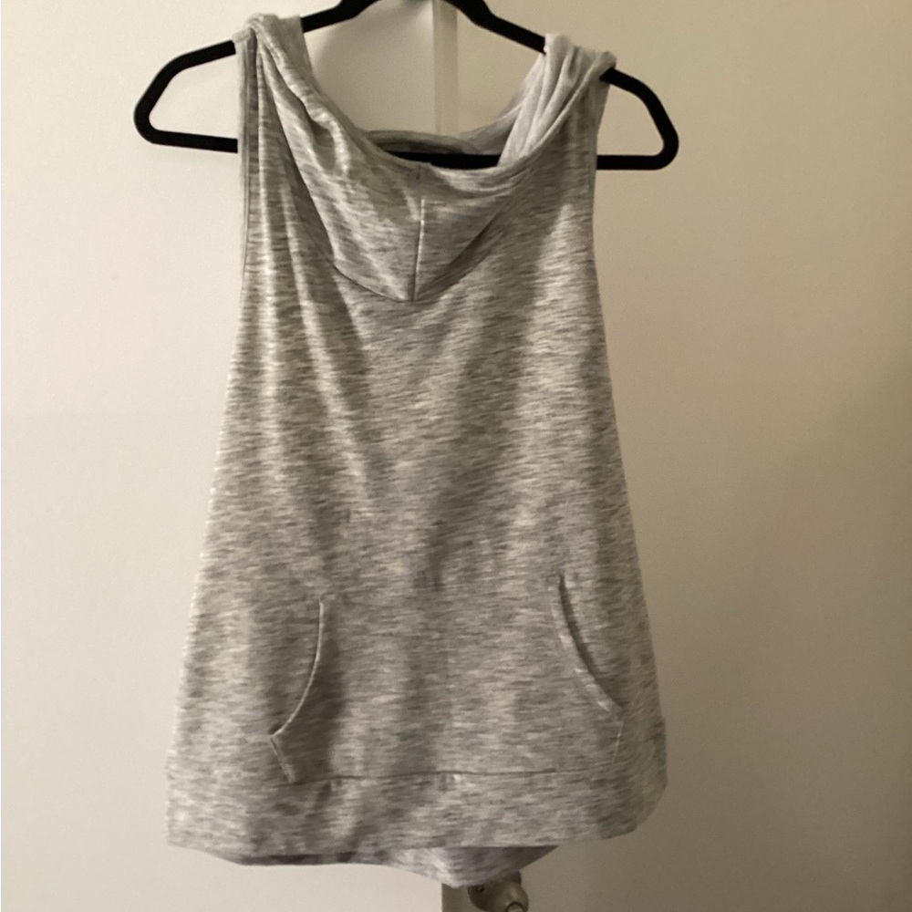 Gray Hooded Sleeveless Top